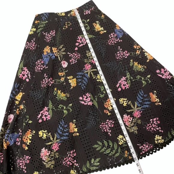 NWT Lulus Sweet At Heart Floral Embroidered Midi Skirt Black Small Eyelet - Picture 16 of 16